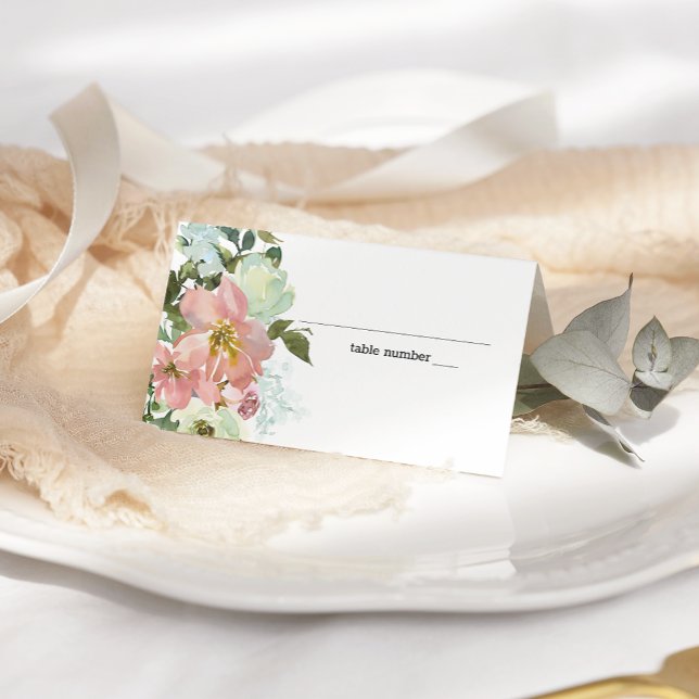 Carte De Placement Carte de Mariage florale Eggshell et Blush (Créateur téléchargé)