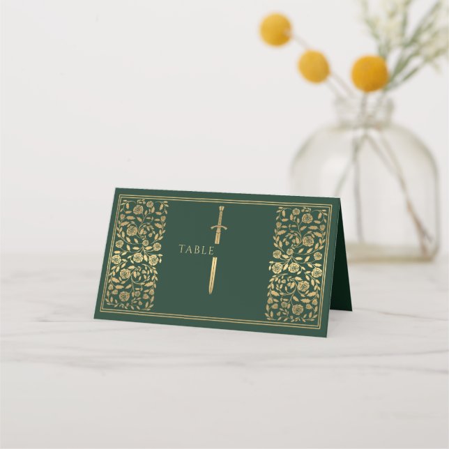 Carte De Placement Carte de Mariage Green Royal Medieval (Devant)