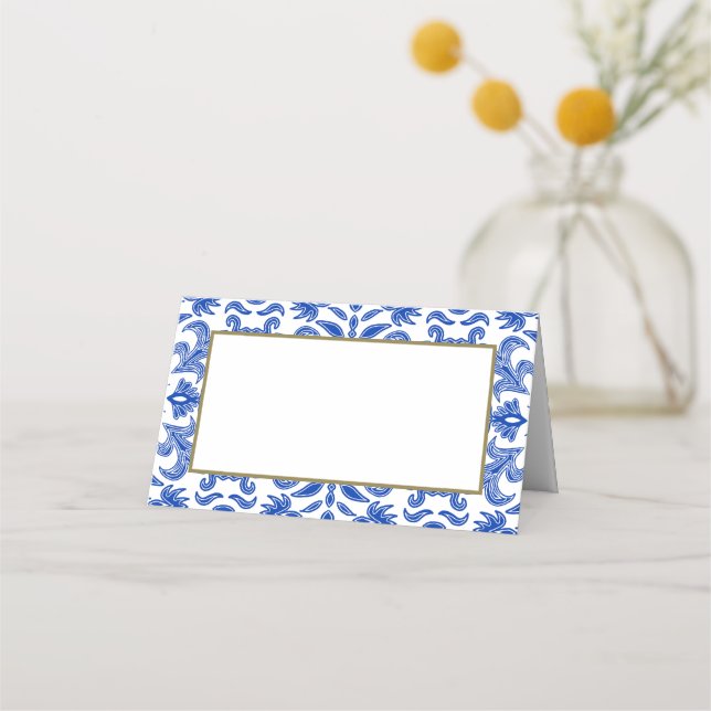 Carte De Placement Carte de Mariage italienne bleue et blanche (Devant)
