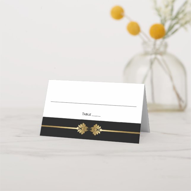Carte De Placement Carte de Mariage moderne Classy Black Gold (Devant)