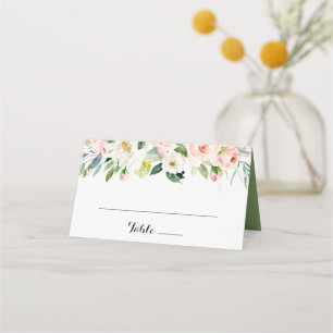 Carte De Placement Carte de Mariage simple Floral Green Calligraphy
