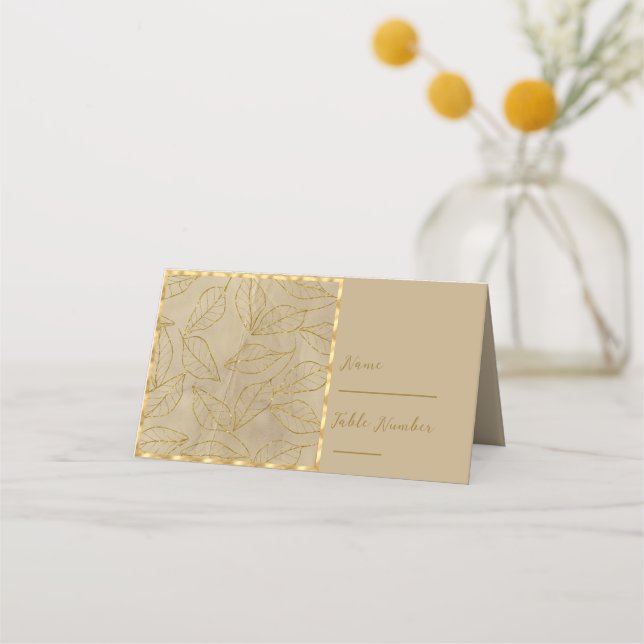Carte De Placement Carte de nom Gold et Brown Crinké Paper (Devant)