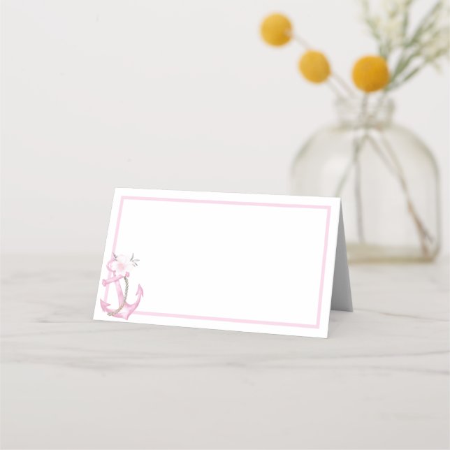 Carte De Placement Carte de place Baby shower nautique | Aquarelle ro (Devant)
