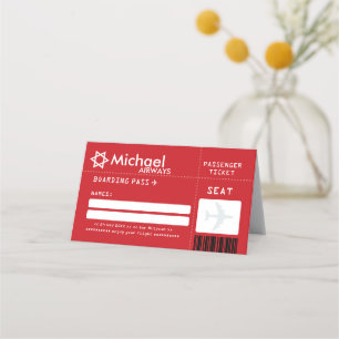 Carte De Placement Carte de place de billet Red Bar Mitzvah Airline