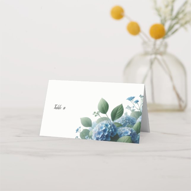 Carte De Placement Carte de place de la table Blue Hydrangea (Devant)