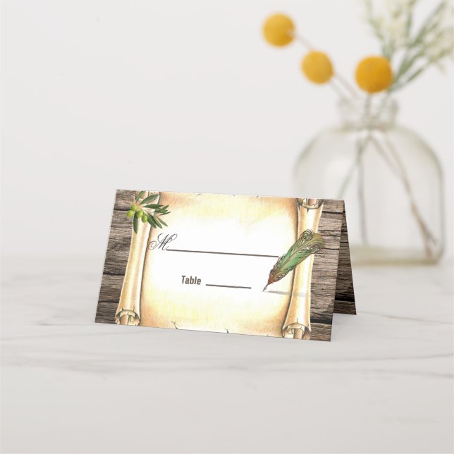 Carte De Placement Carte de place de stylo de plumes et de défilement (Devant)