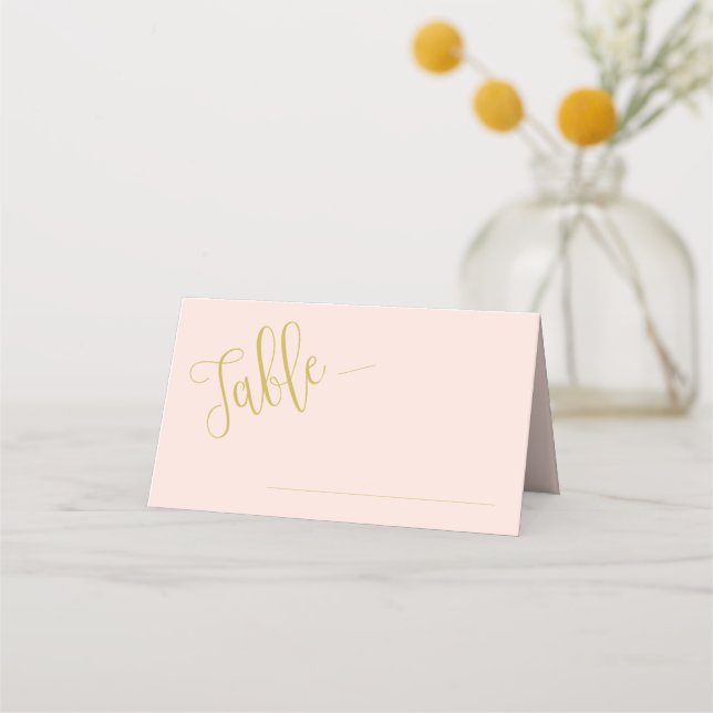 Carte De Placement Carte de place d'escorte | Blush & Gold Calligraph (Devant)