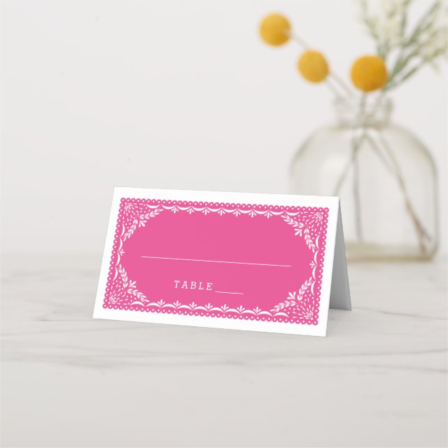 Carte De Placement Carte de place d'escorte | Fuchsia Papel Picado Mo (Devant)