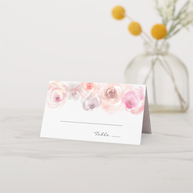 Carte De Placement Carte de place Dusty Rose Roses Aquarelle (Devant)