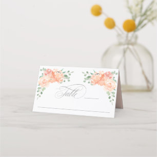 Carte De Placement Carte de place florale Peach et Pink Watercolor