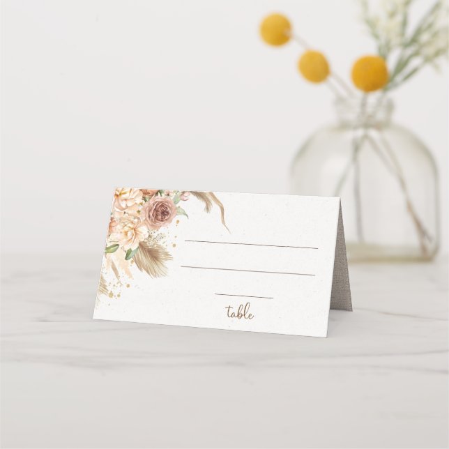 Carte De Placement carte de place herbe de pampa roses boho (Devant)