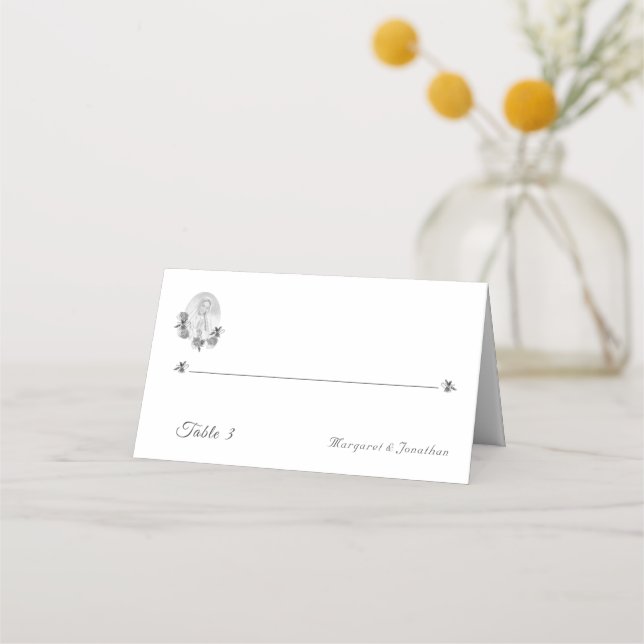 Carte De Placement Carte de place pliée Mariage Vierge Argent (Devant)