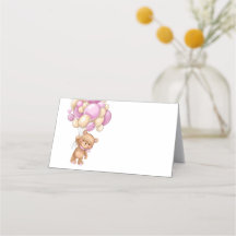 Carte de place rose Teddy Bear Balloon