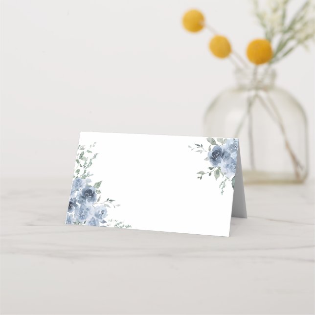 Carte De Placement Carte de table de mariage Rose Bleu Poussiéreux (Devant)