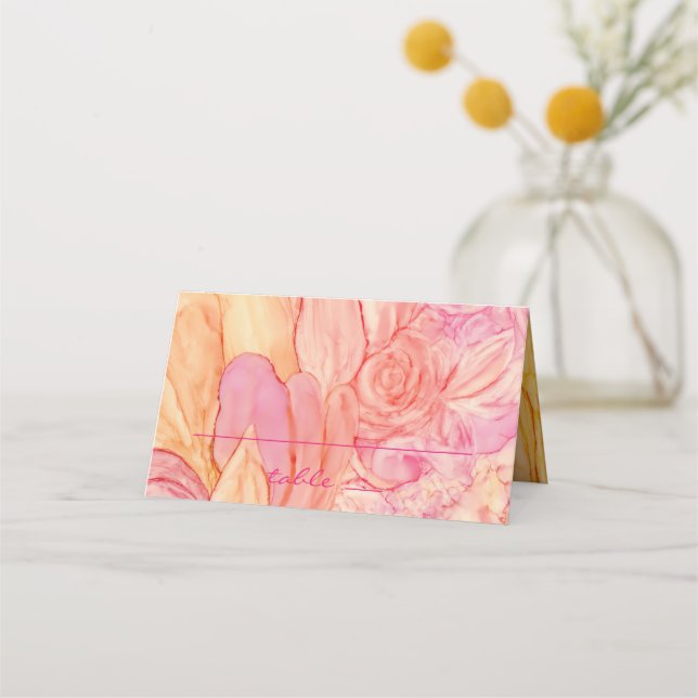 Carte De Placement Carte de tente de réception mariage Fleurs fraîche (Devant)