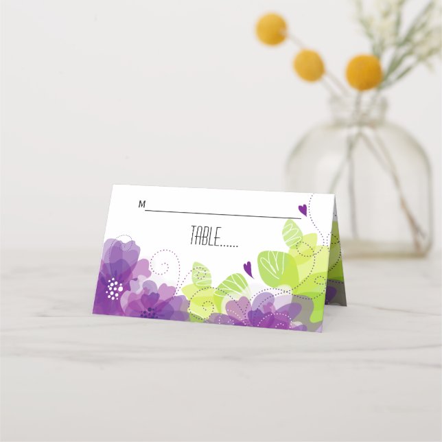 Carte De Placement Carte d'escorte mariage fleurie Ethéale violette (Devant)