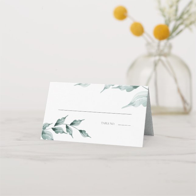 Carte De Placement Carte d'évaluation mariage | Grayed Jade Green Bot (Devant)