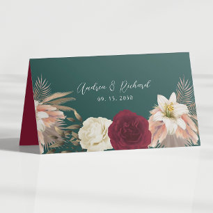 Carte De Placement Carte Emerald Green Rustic Floral Mariage Place