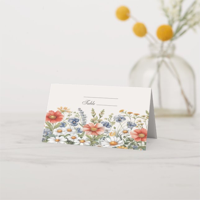 Carte De Placement Carte Fleur sauvage colorée (Devant)