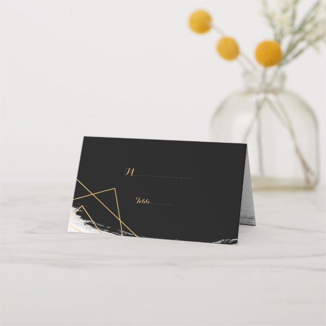 Carte De Placement Carte Geometri Place Black & Gold (Devant)