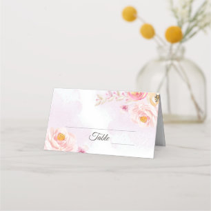 Carte De Placement Carte Mariage aquarelle rose & or Floral
