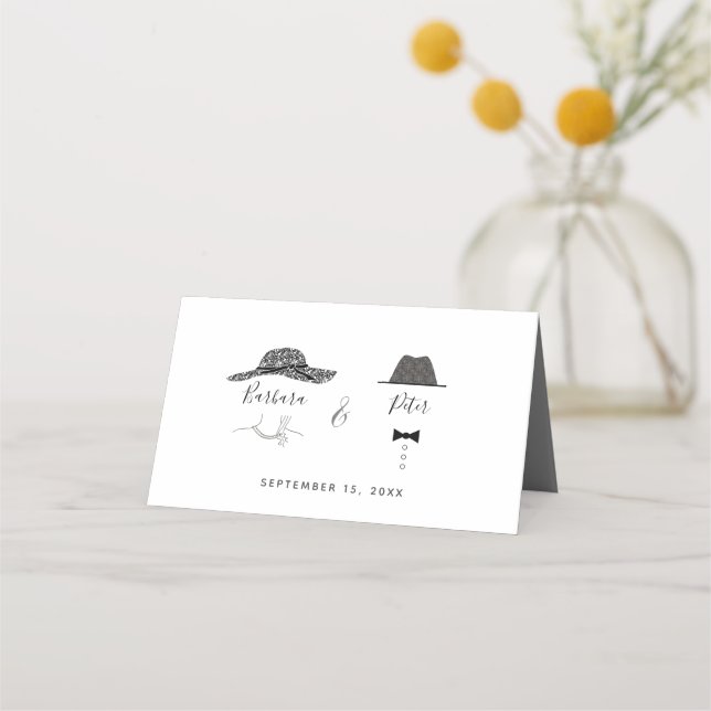 Carte De Placement Carte Mariage Art déco (Dos)