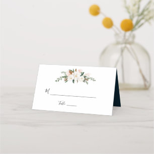 Carte De Placement Carte mariage blanche à fleurs rose magnolia