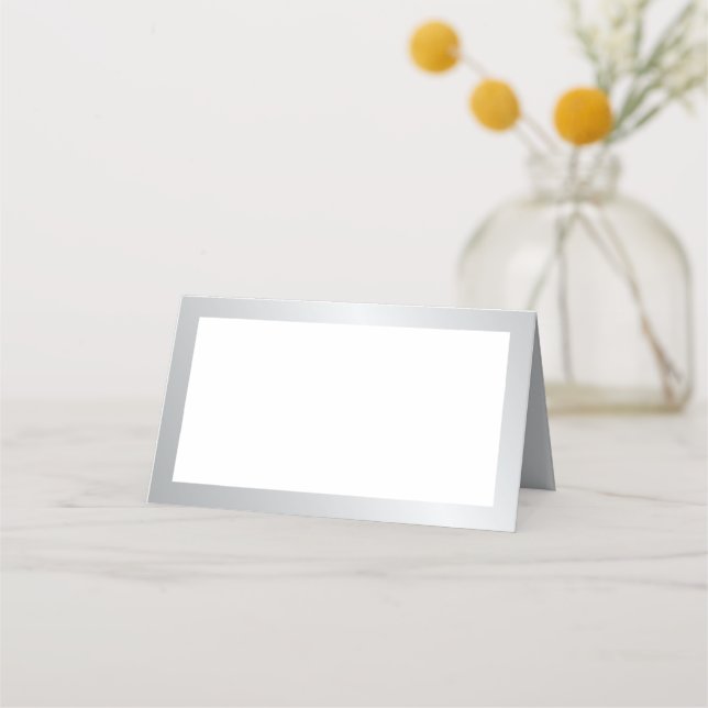 Carte De Placement Carte Mariage blanche élégante en argent (Devant)