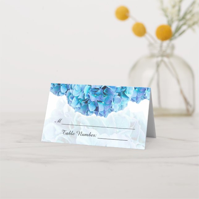 Carte De Placement Carte Mariage Blue Hydrangeas (Devant)