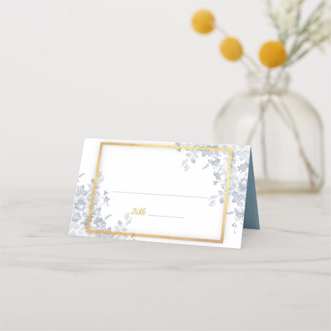 Carte De Placement Carte Mariage de cadre Or Glam Flowers (Devant)