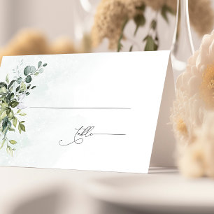 Carte De Placement Carte Mariage de script minimaliste vert