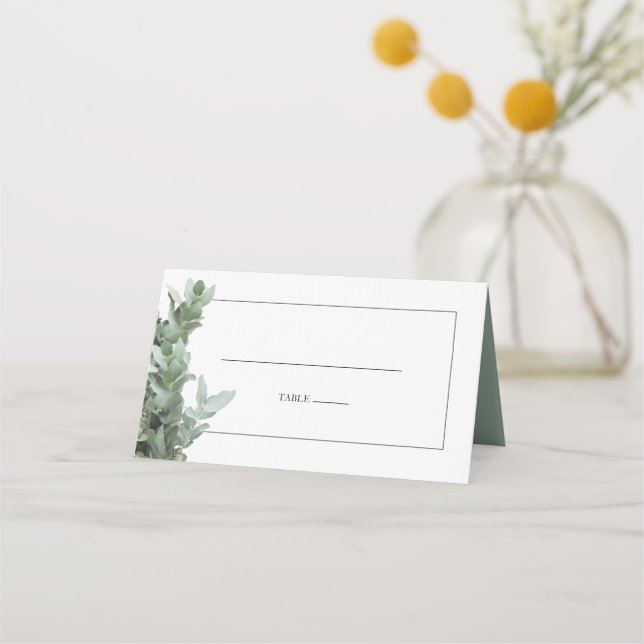 Carte De Placement Carte Mariage Eucalyptus Dollar Argent (Devant)
