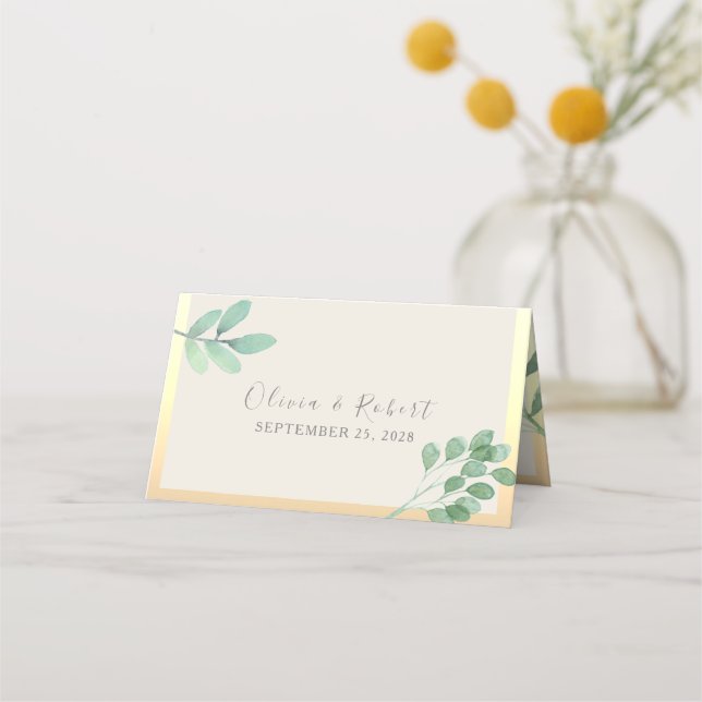 Carte De Placement Carte Mariage Gold Green (Dos)
