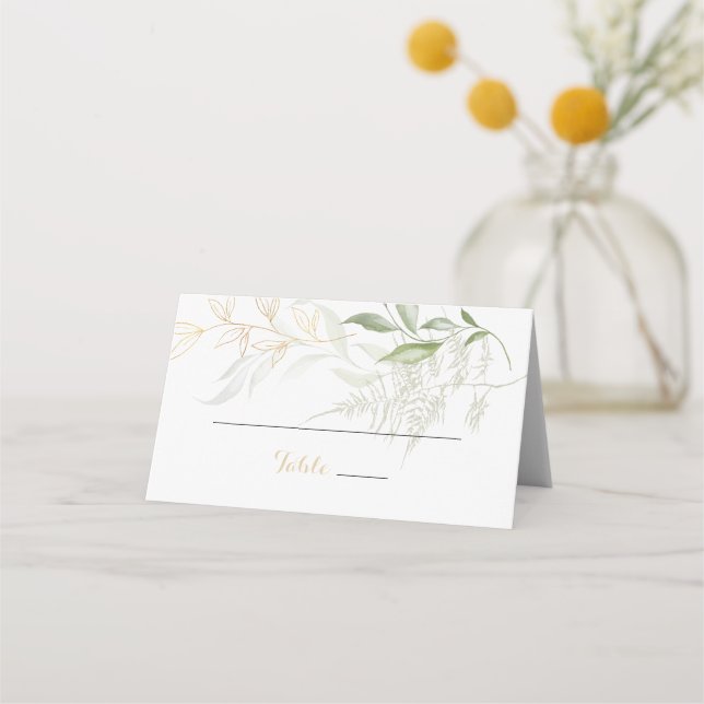 Carte De Placement Carte Mariage Gold Green Foliing (Devant)