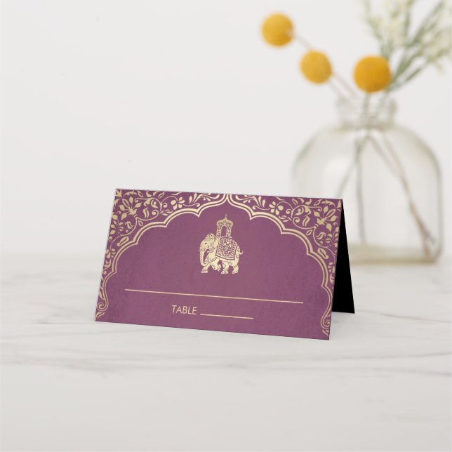 Carte De Placement Carte Mariage indienne Place Faux Gold Foil (Devant)