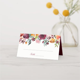 Carte De Placement Carte Mariage Marsala Pink Orange Flowers
