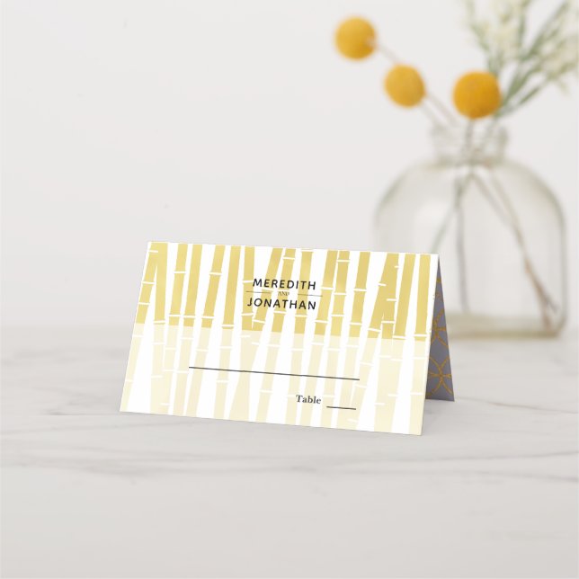Carte De Placement Carte Mariage moderne Gold Lilac Bamboo Grove (Devant)