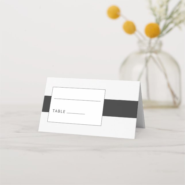 Carte De Placement Carte mariage noire & blanche minimale en gras (Dos)