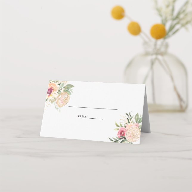Carte De Placement Carte Mariage Place pour les fleurs de pivoine et  (Devant)