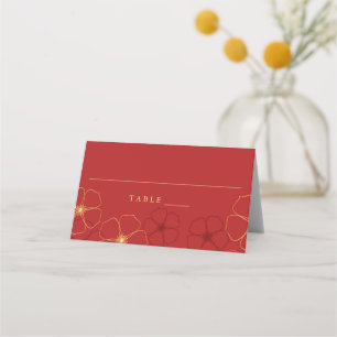 Carte De Placement Carte Mariage Place Red & Gold Cherry Blossoms