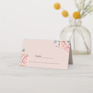Carte De Placement Carte mariage rose avec fleurs