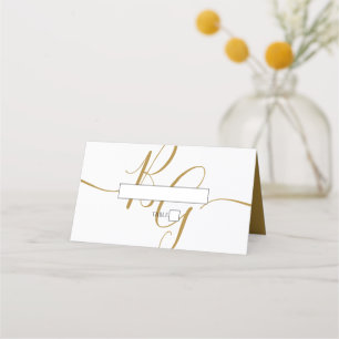 Carte De Placement Carte Mariage simple Elegant Golden Initials