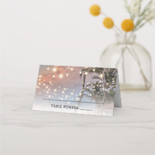 Carte De Placement Carte Mariage Tropical Beach Lights