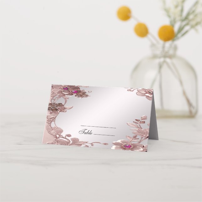Carte De Placement Carte Pink Ornate Floral Place (Devant)