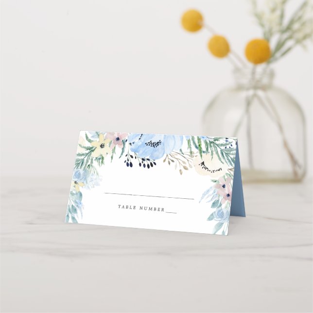 Carte De Placement Carte Place do-it-yourself Floral Bleu (Devant)