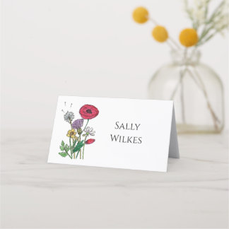 Carte De Placement Carte Place Fleur sauvage aquarelle