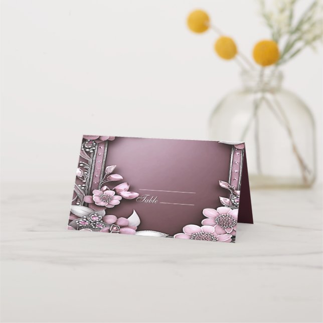 Carte De Placement Carte Place Frame Floral Rose (Devant)