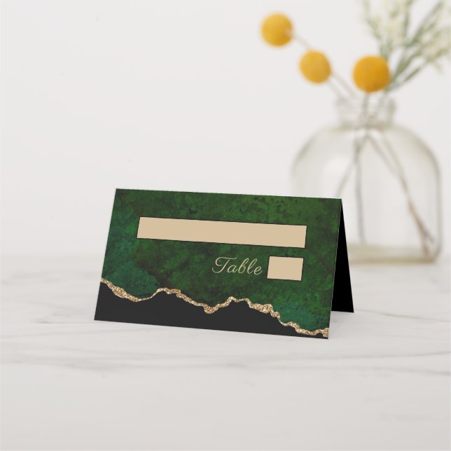 Carte De Placement Carte Place Mariage Gold Parties scintillant Green (Devant)