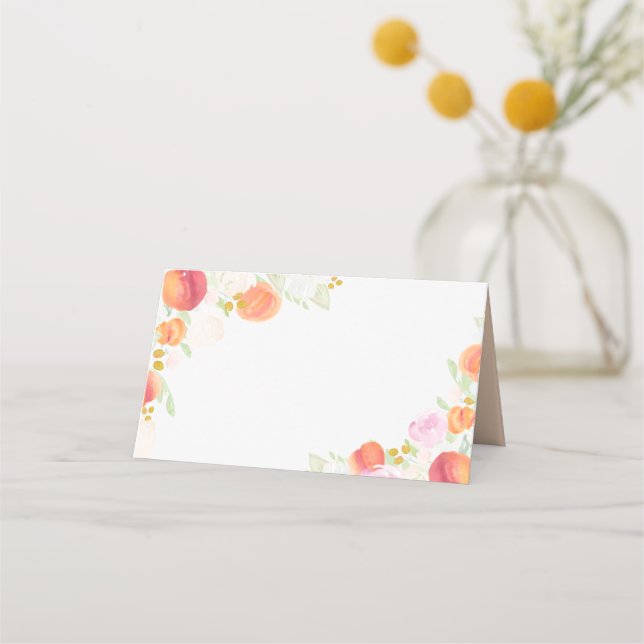 Carte De Placement Carte Place Peaches et Fleurs Aquarelles (Devant)