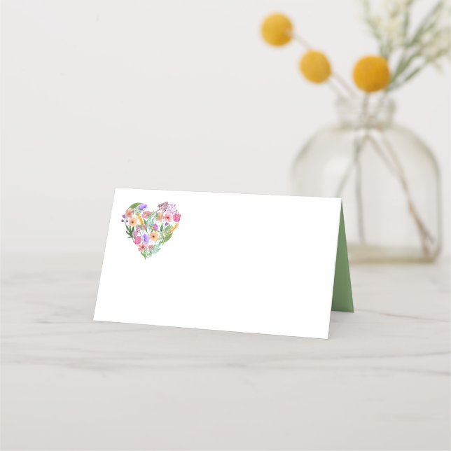 Carte De Placement Carte Place pliée Floral Heart Mariage (Devant)